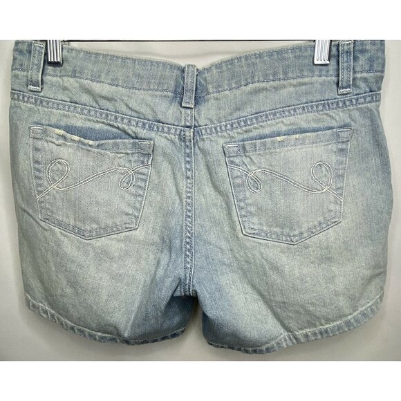 Mossimo Supply Co Juniors Jean Shorts 11 Light Blue White Distressed Denim - Picture 4 of 12
